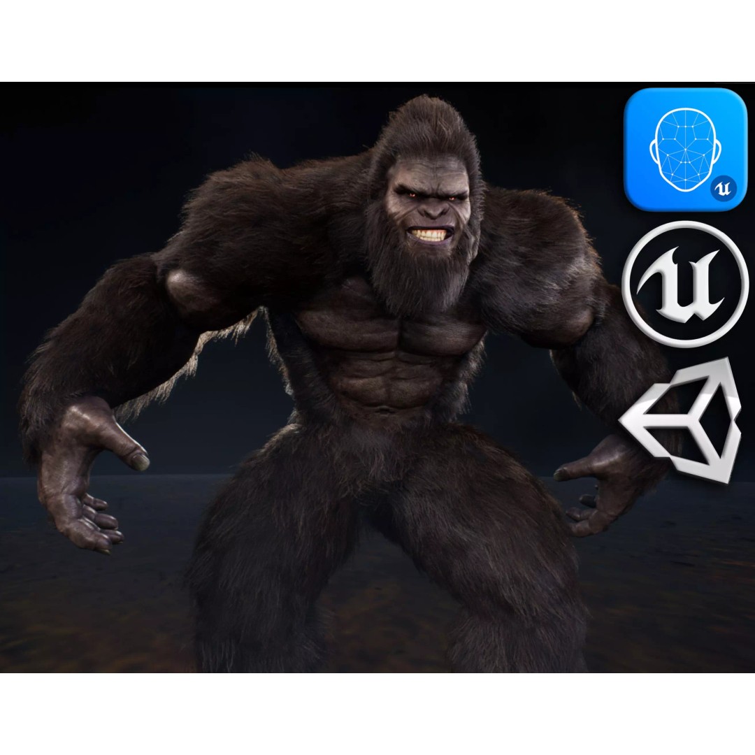 Sasquatch 3D Model – Low Poly Rigged Character with Animations, FBX - View 2