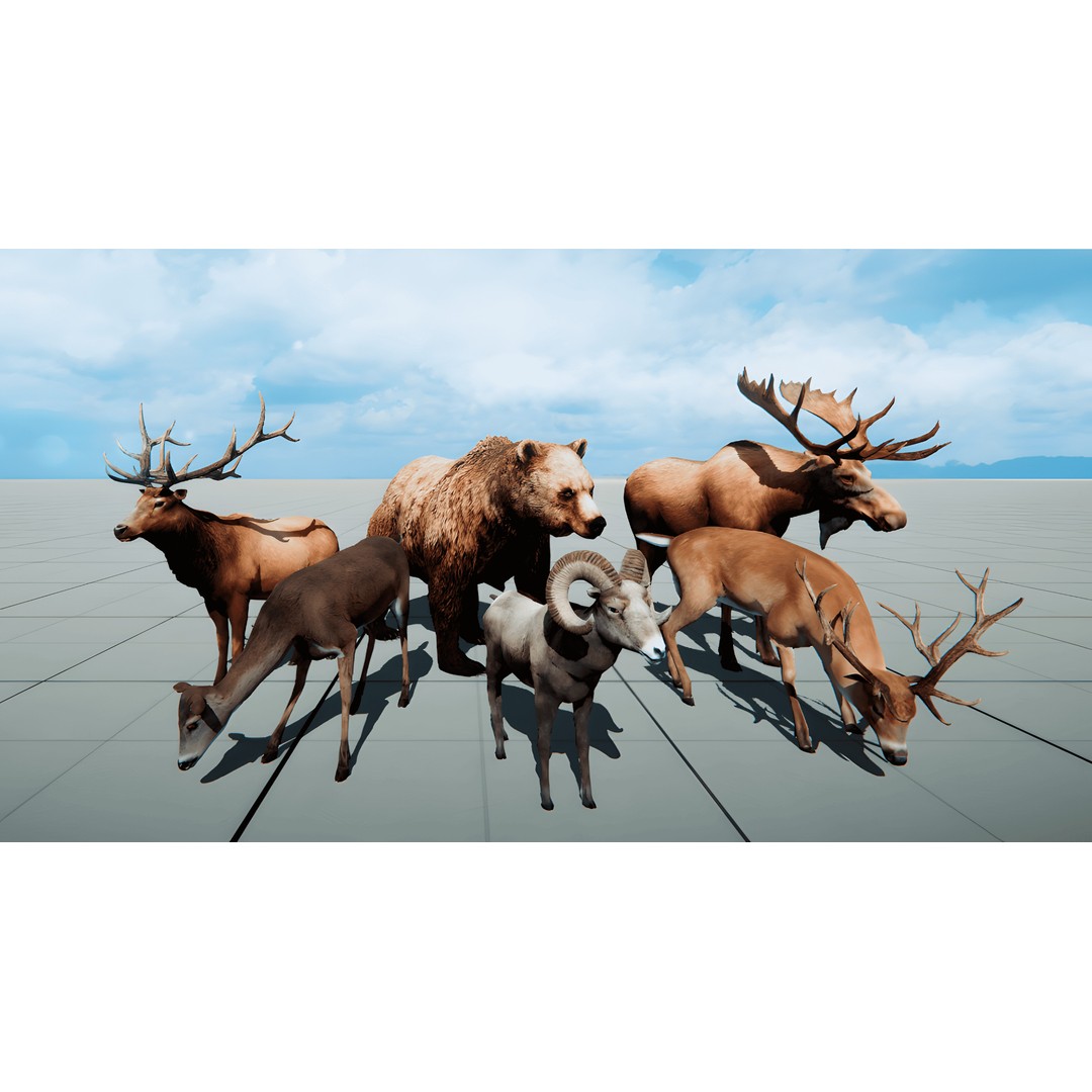 Realistic Animals PACK 3D Model – Low Poly Game Asset, FBX & Blender - View 3