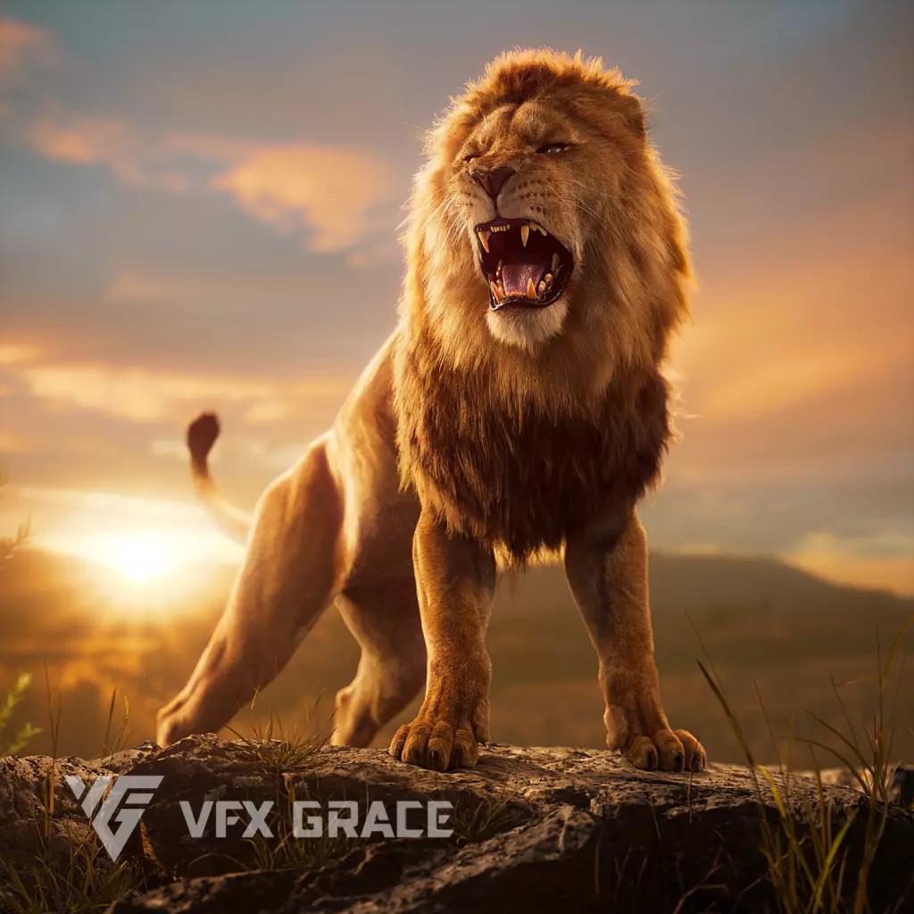 Male Lion 3D Model – High Poly Rigged Character with Animations - View 2
