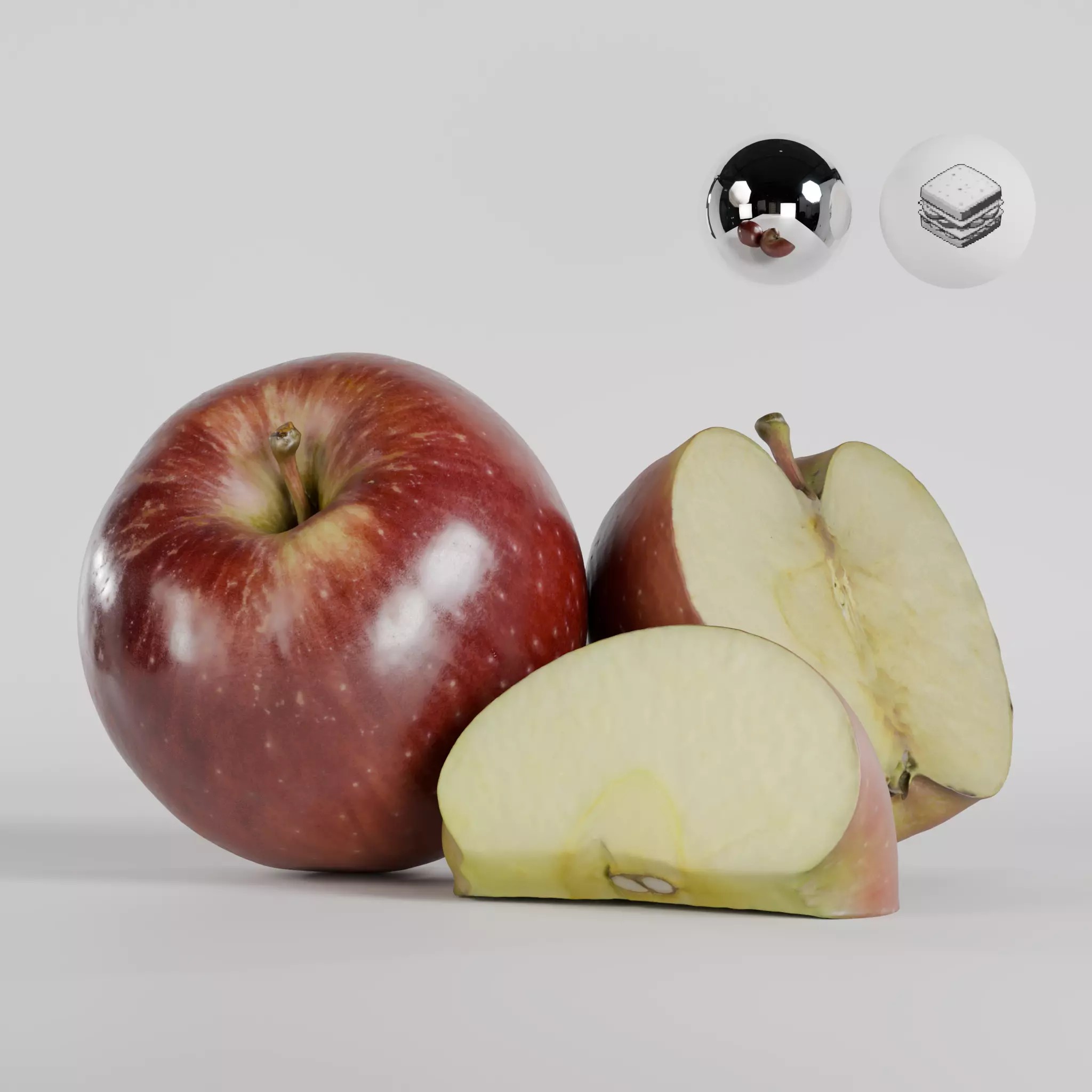 Red Apple - Low-Poly Game-Ready 3D Model - View 2