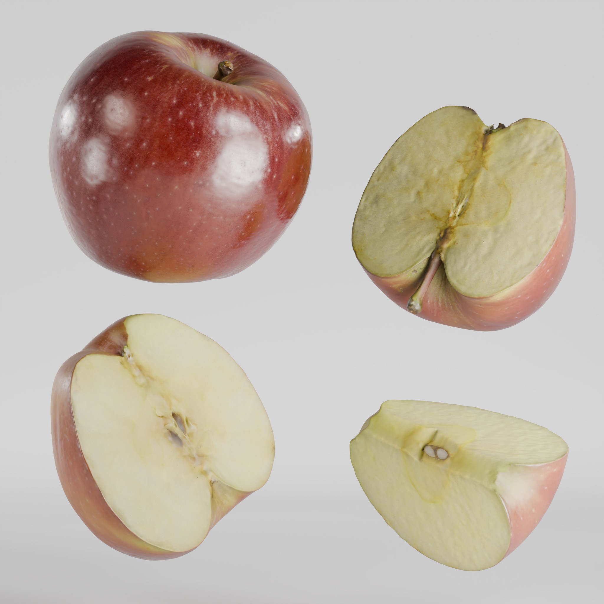 Red Apple - Low-Poly Game-Ready 3D Model - View 3