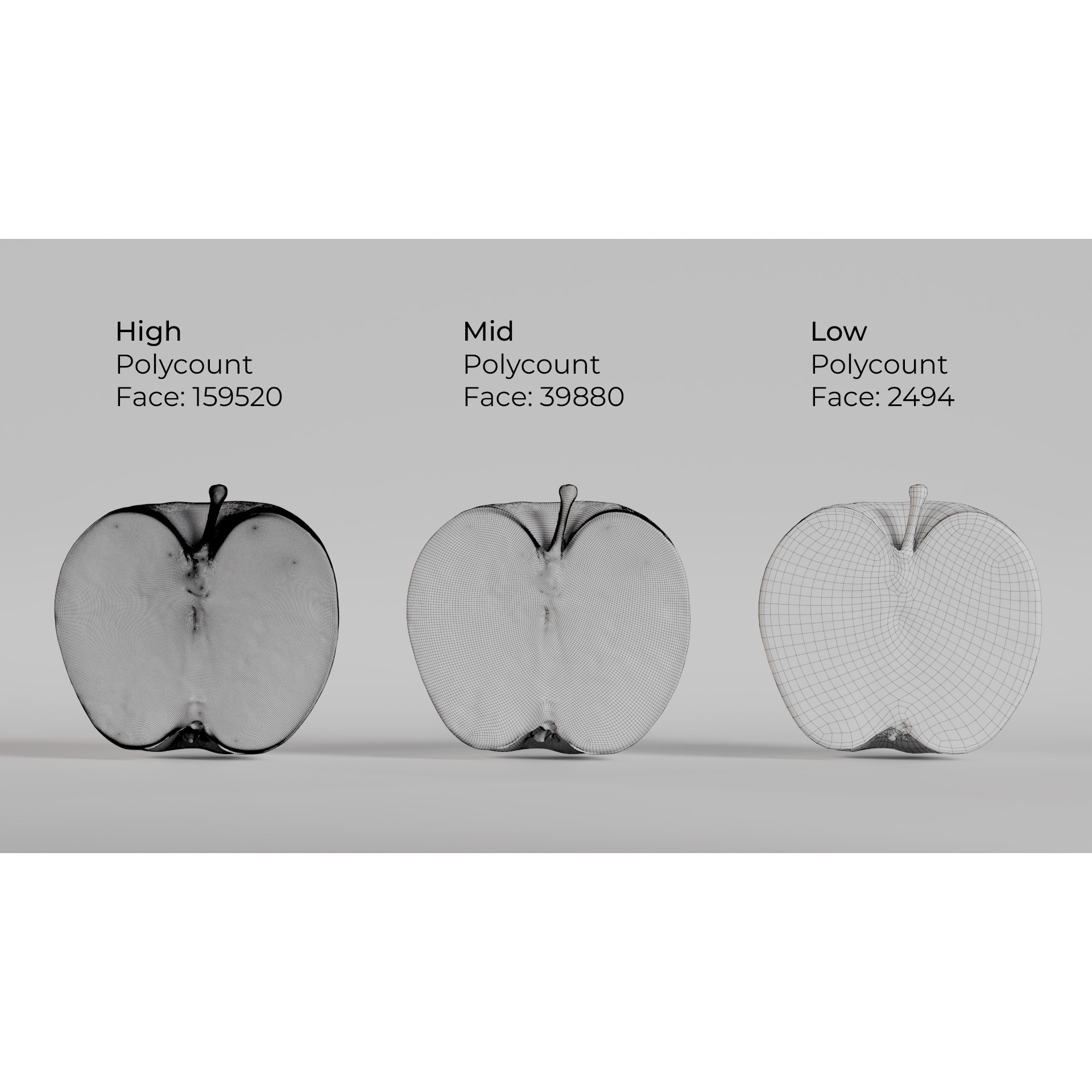 Red Apple - Low-Poly Game-Ready 3D Model - View 8