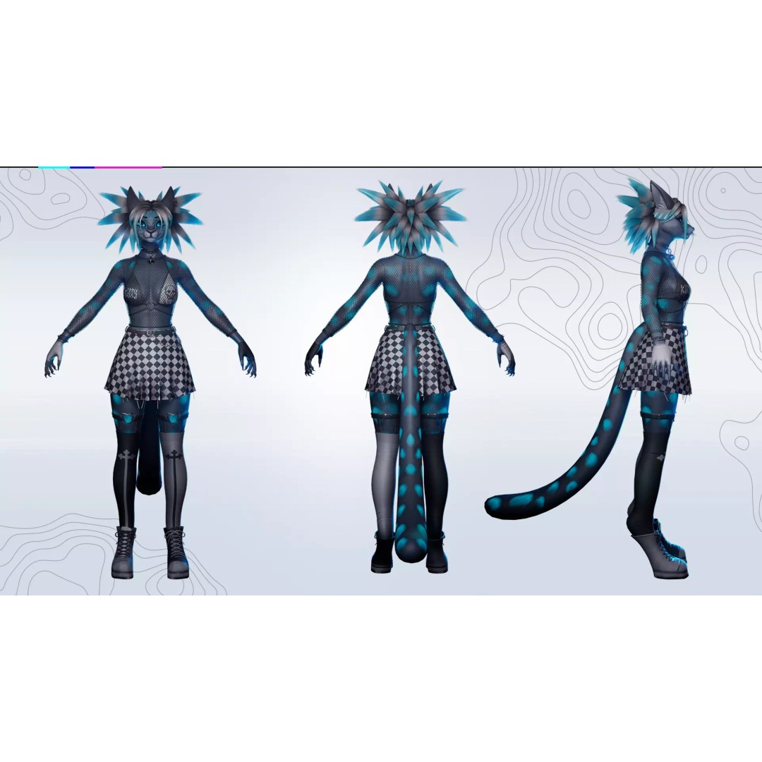 Furry Feline Girl 3D Model – Game Ready Low-Poly Character for Unity & Unreal - View 27