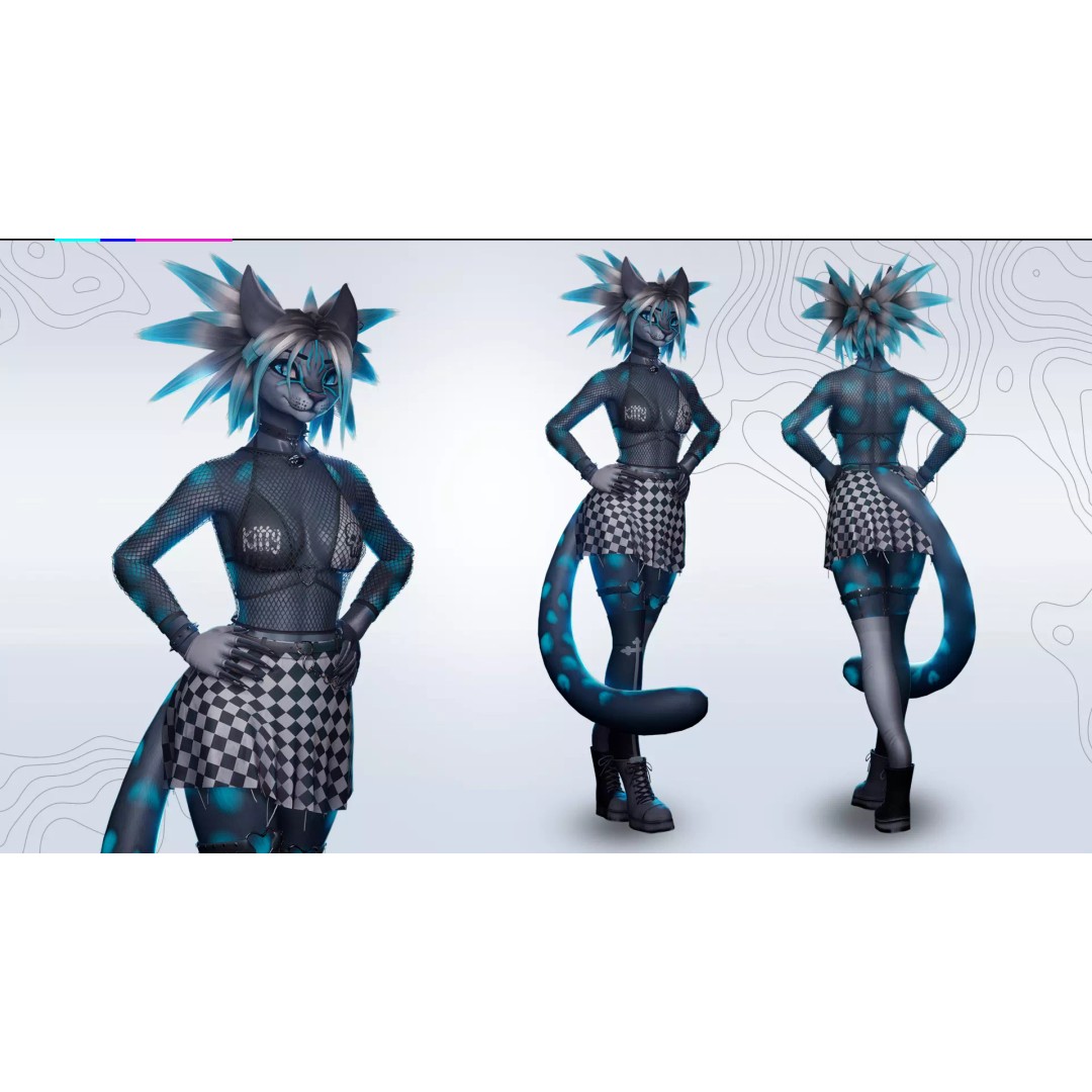 Furry Feline Girl 3D Model – Game Ready Low-Poly Character for Unity & Unreal - View 4