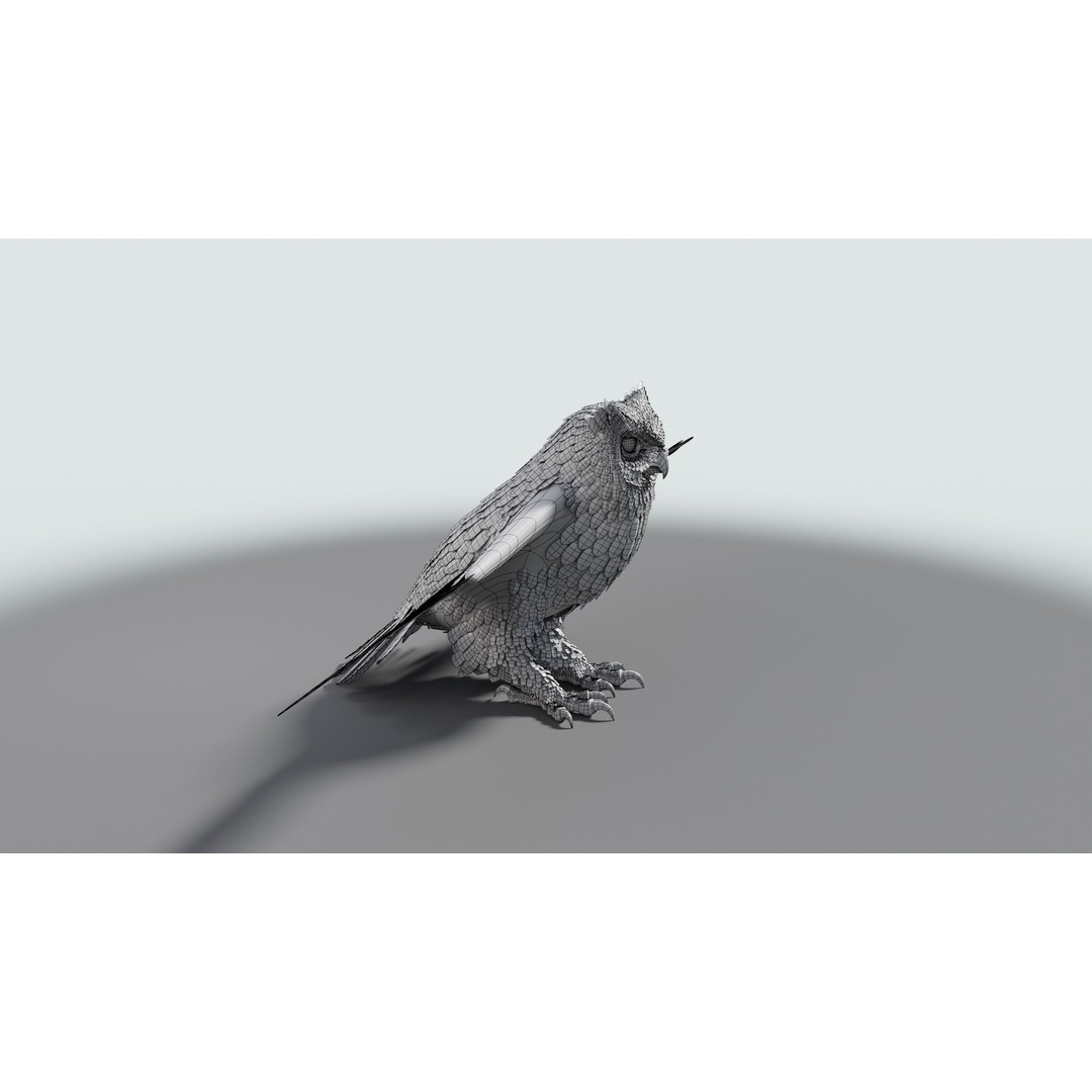 Great Horned Owl 3D Model – Low Poly Rigged Animation for Blender, FBX, OBJ - View 31