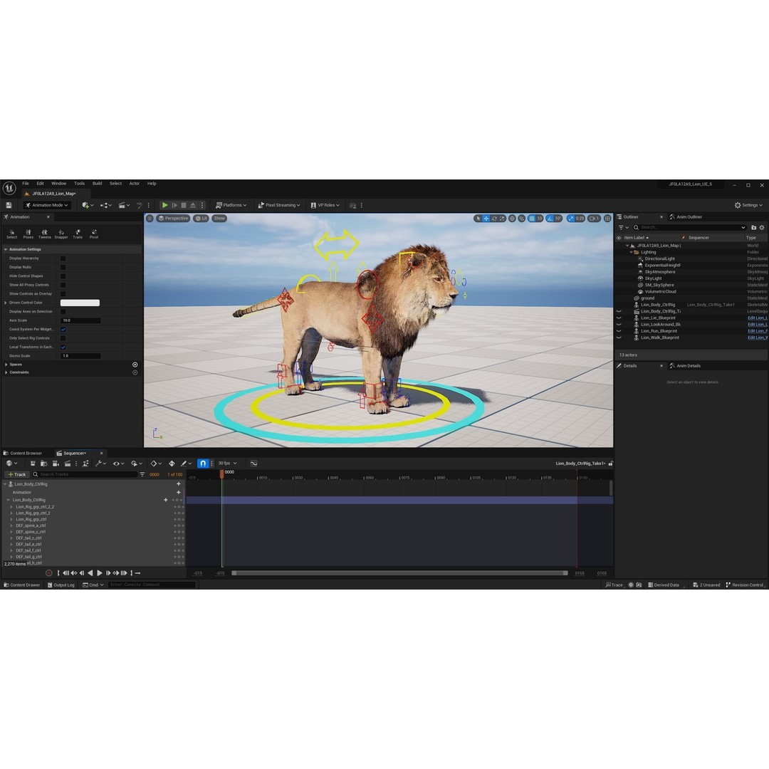 Male Lion 3D Model – Realistic Rigged Character Asset for Unreal Engine