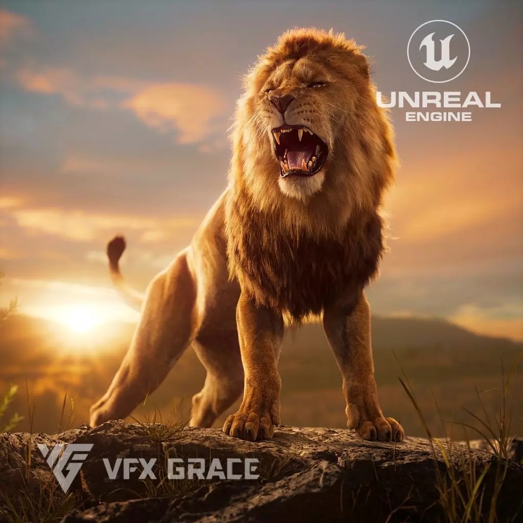 Male Lion 3D Model – Realistic Rigged Character Asset for Unreal Engine - View 2