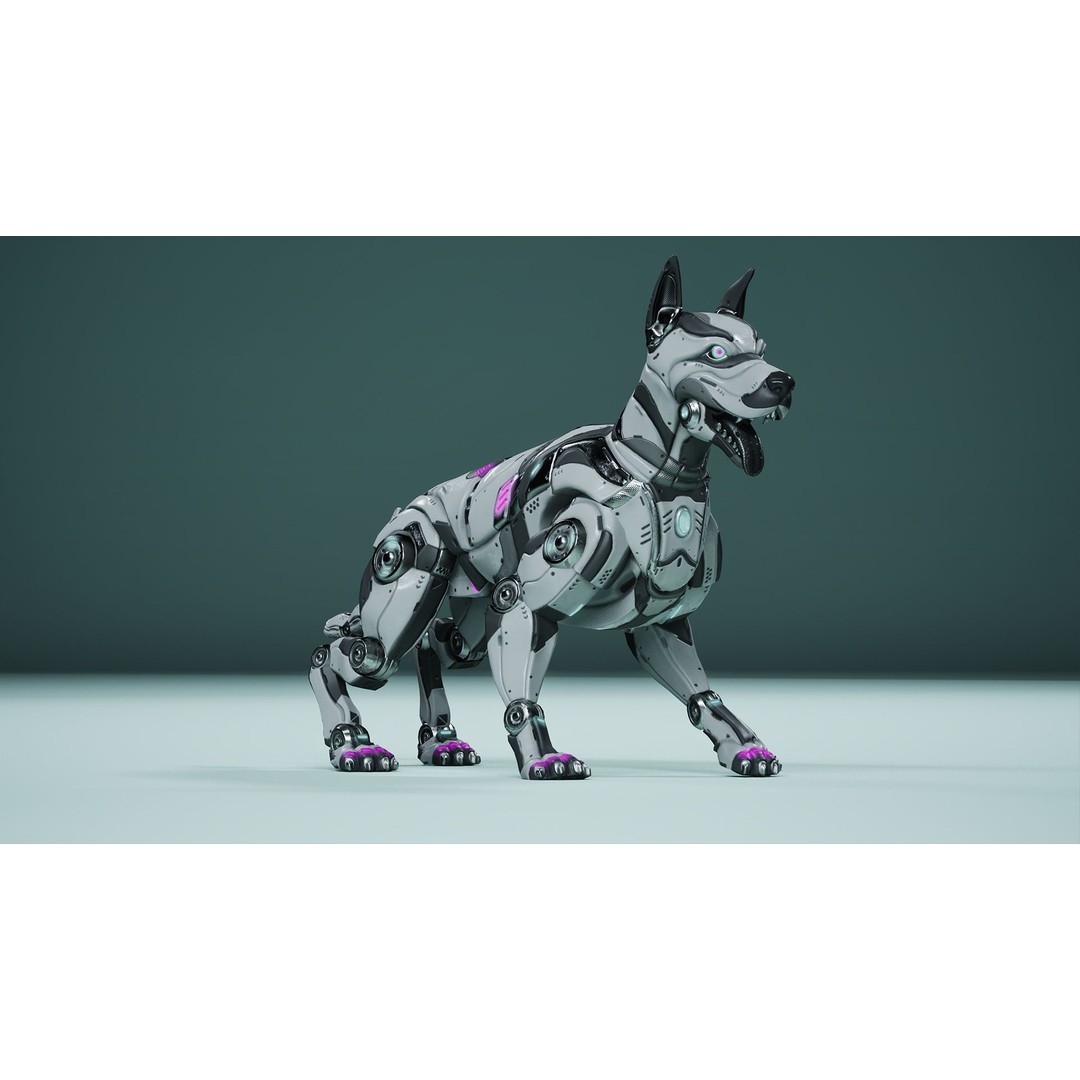 Sci-Fi Dog 3D Model – Low Poly Animated Character, FBX & OBJ - View 12