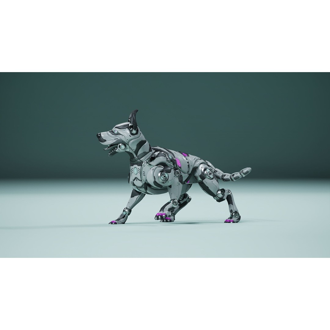 Sci-Fi Dog 3D Model – Low Poly Animated Character, FBX & OBJ - View 14