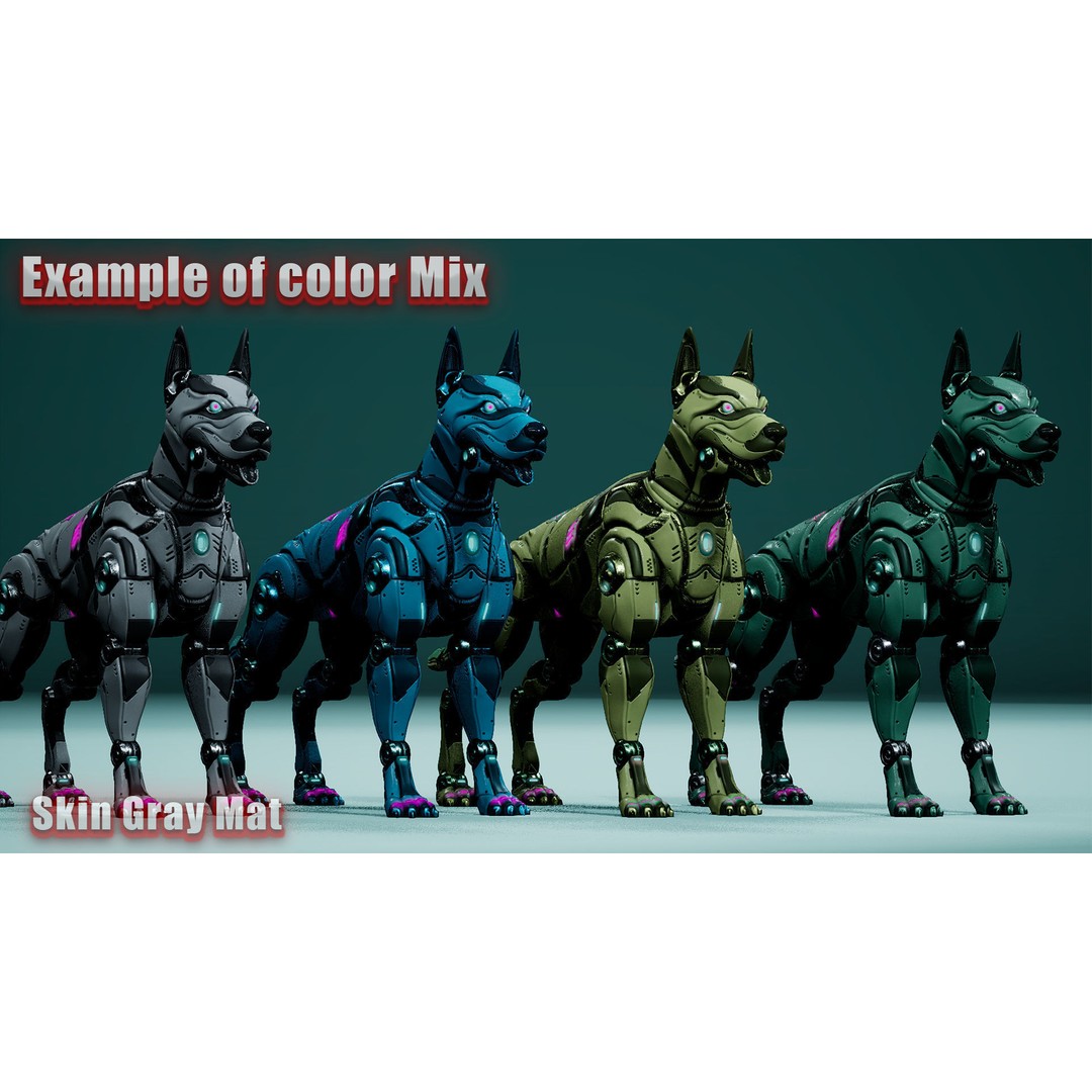 Sci-Fi Dog 3D Model – Low Poly Animated Character, FBX & OBJ - View 16