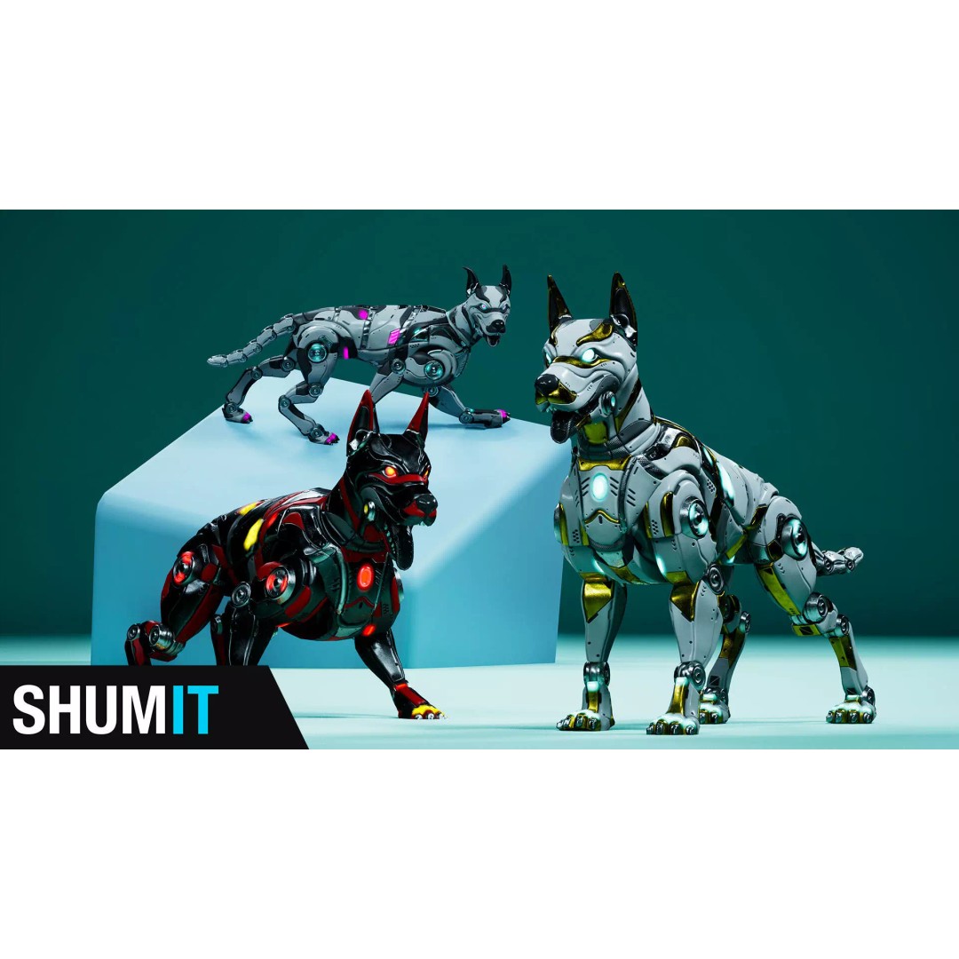 Sci-Fi Dog 3D Model – Low Poly Animated Character, FBX & OBJ - View 2