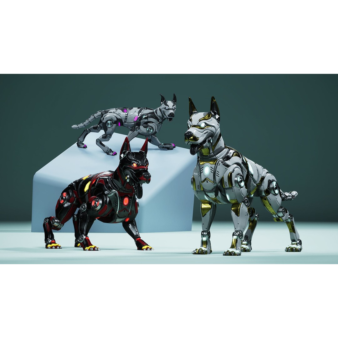 Sci-Fi Dog 3D Model – Low Poly Animated Character, FBX & OBJ - View 3