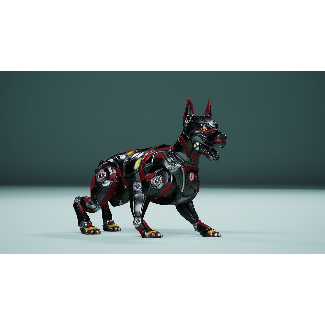 Sci-Fi Dog 3D Model – Low Poly Animated Character, FBX & OBJ - View 4