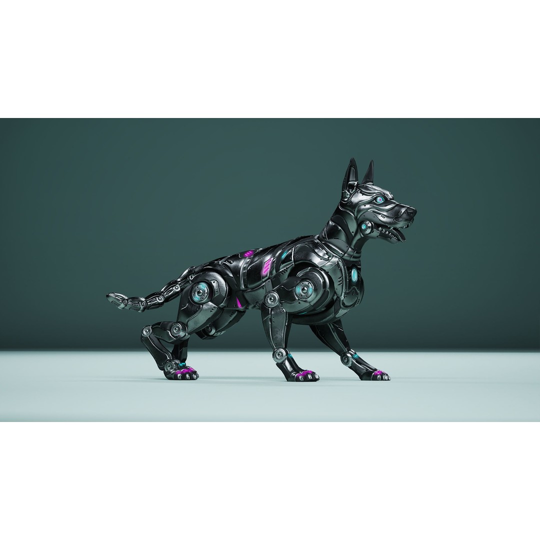 Sci-Fi Dog 3D Model – Low Poly Animated Character, FBX & OBJ - View 5