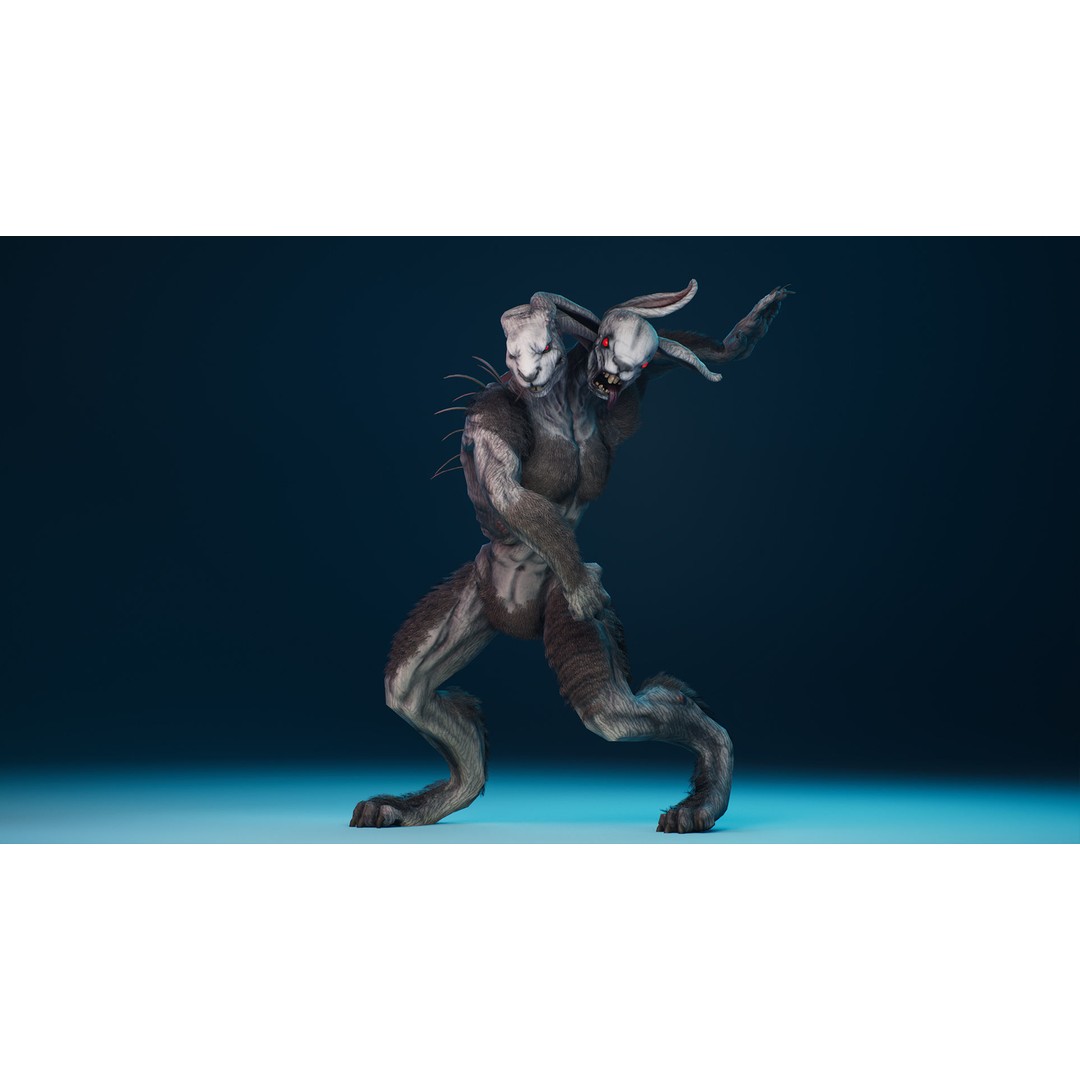 Mutant Rabbit 3D Model – Low Poly Animated Character, FBX - View 13