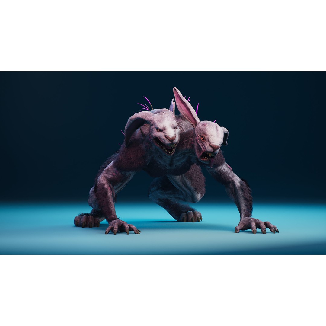 Mutant Rabbit 3D Model – Low Poly Animated Character, FBX - View 17