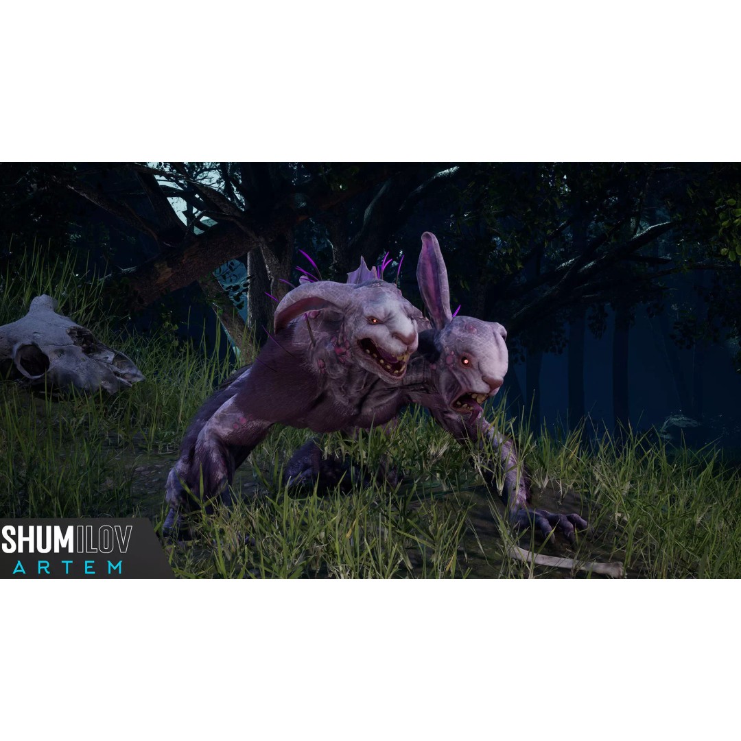 Mutant Rabbit 3D Model – Low Poly Animated Character, FBX - View 2
