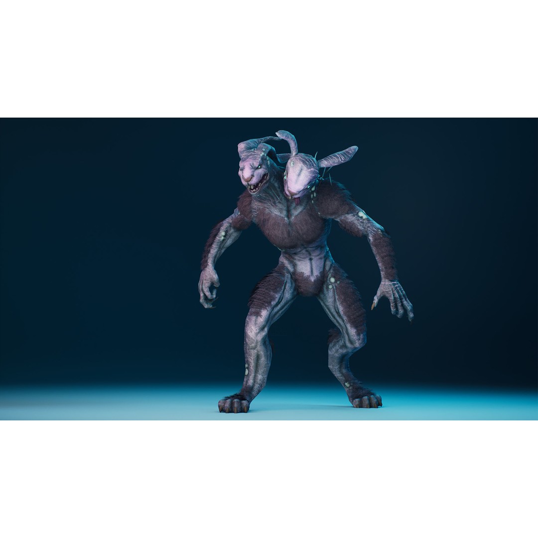 Mutant Rabbit 3D Model – Low Poly Animated Character, FBX - View 6