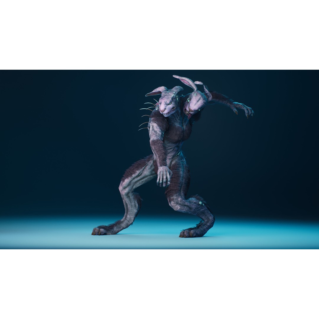 Mutant Rabbit 3D Model – Low Poly Animated Character, FBX - View 7