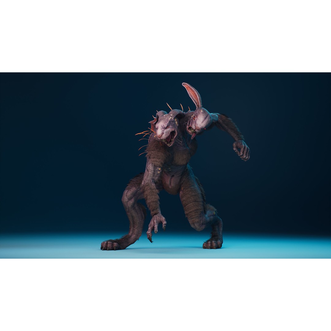 Mutant Rabbit 3D Model – Low Poly Animated Character, FBX - View 9
