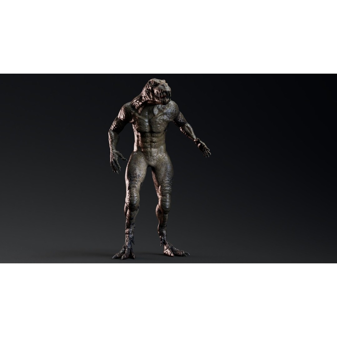 Theropod Rex Man 3D Model – Low Poly Fantasy Character, FBX - View 7