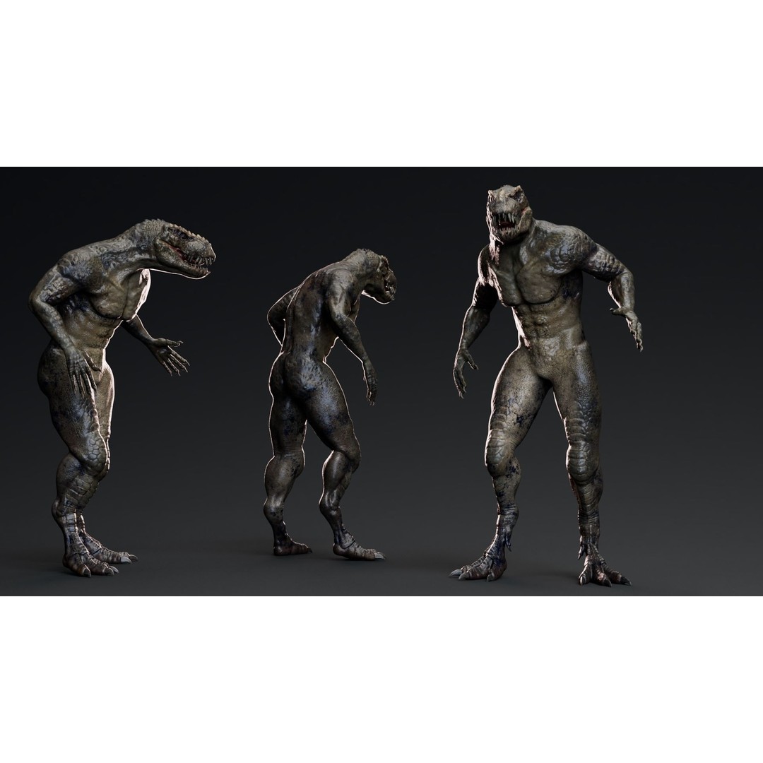 Theropod Rex Man 3D Model – Low Poly Fantasy Character, FBX - View 8