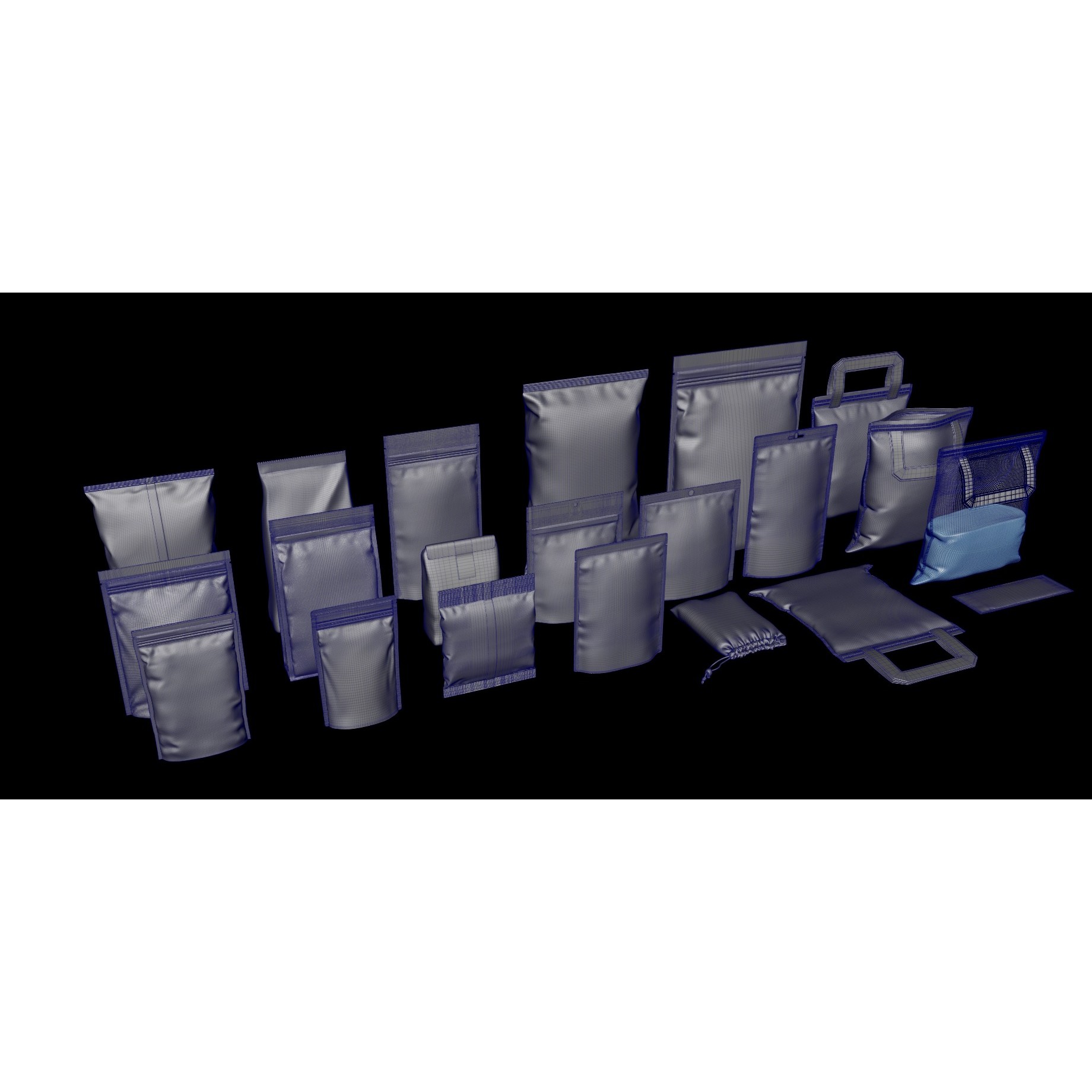 Pouches Pack - Low-Poly Game-Ready 3D Model - View 3