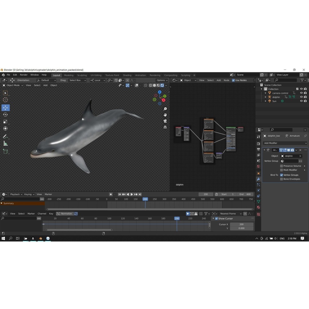 Bottlenose Dolphin 3D Model – Low Poly Rigged Asset, FBX & Blender - View 18