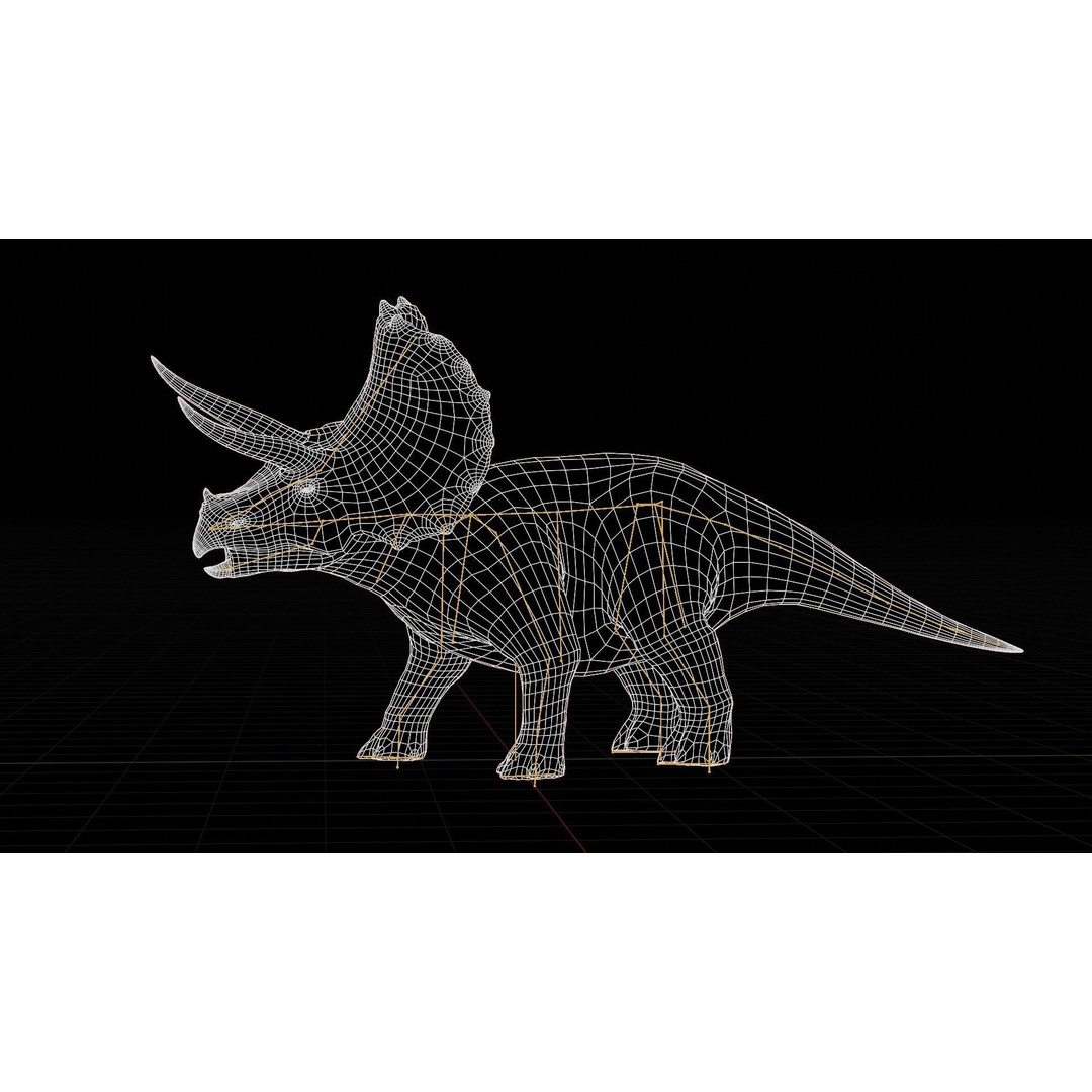 Triceratops 3D Model – Low Poly Rigged Dinosaur with Animations - View 14
