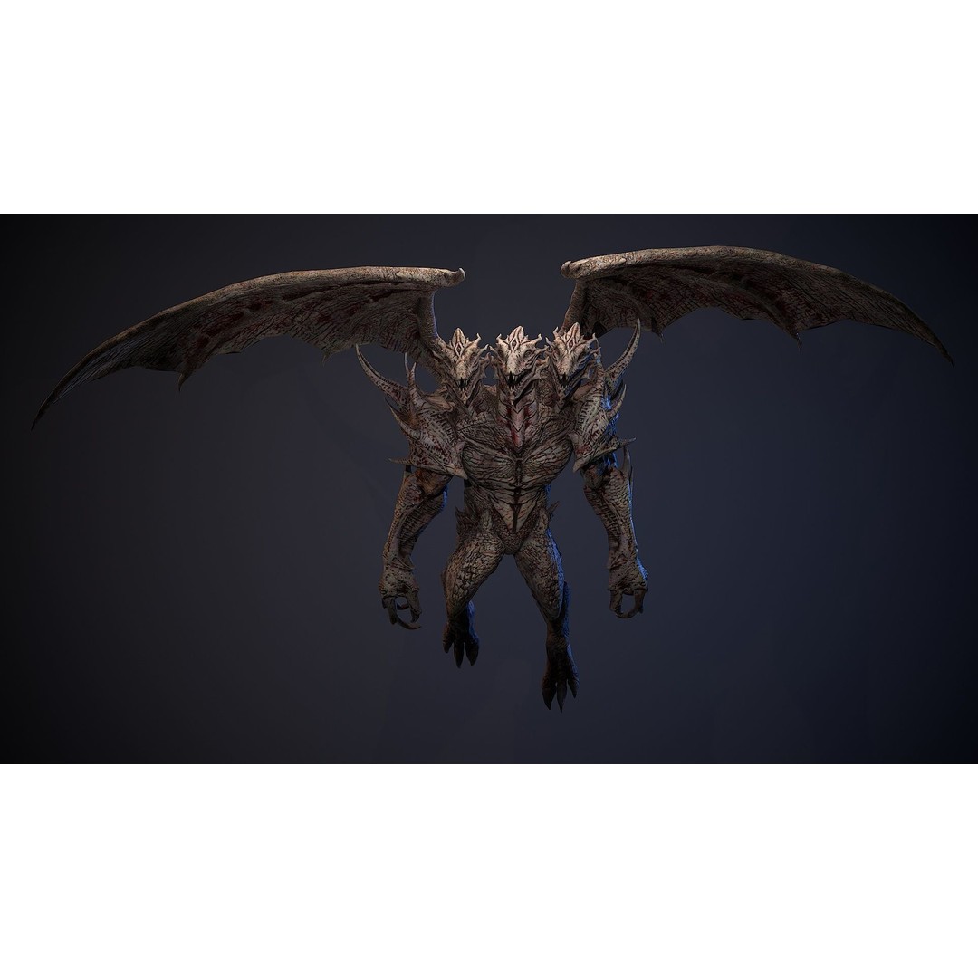 Draconid 3D Model – Low Poly Humanoid Dragon, Rigged, Game Ready