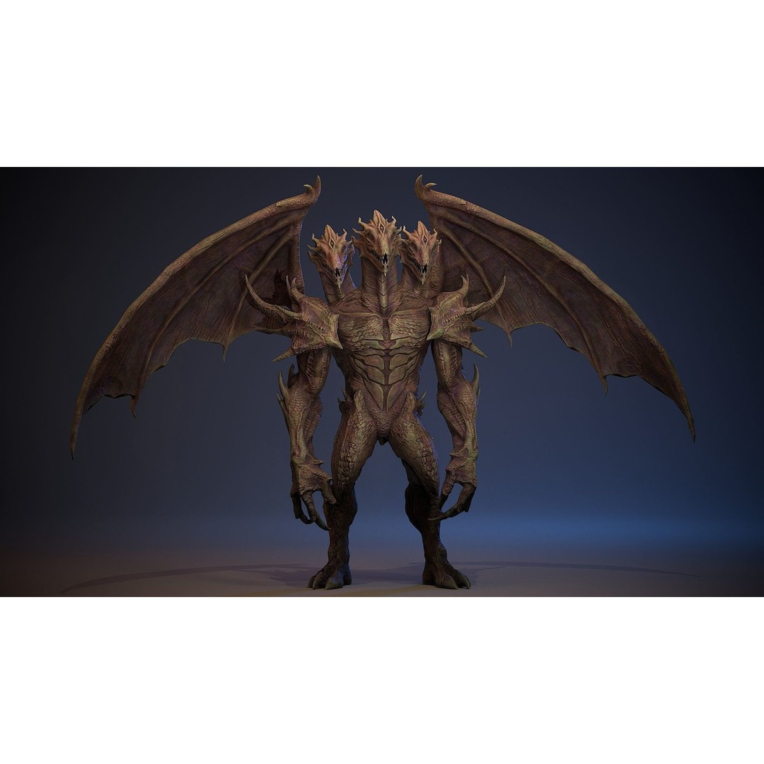 Draconid 3D Model – Low Poly Humanoid Dragon, Rigged, Game Ready - View 14