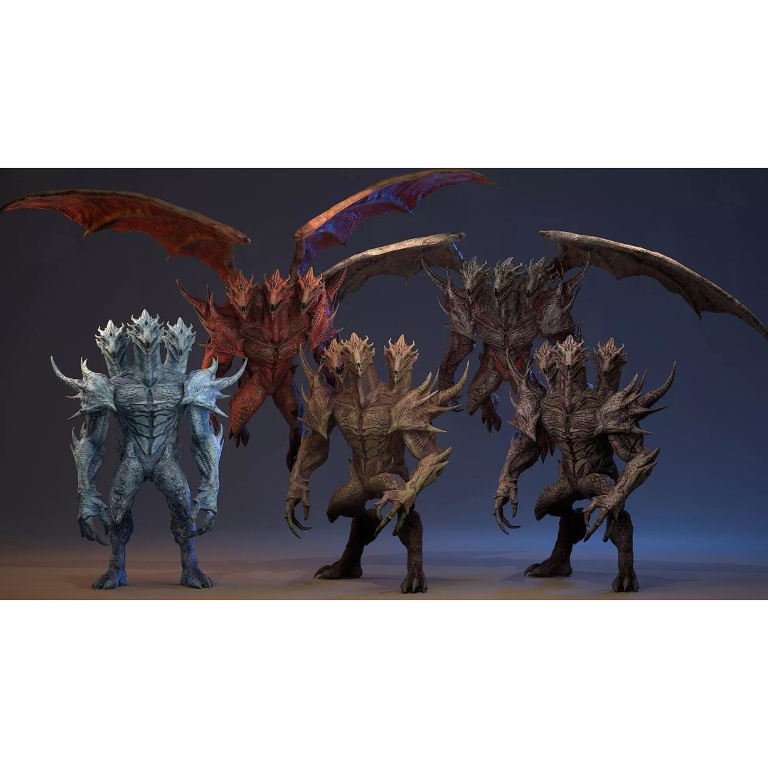 Draconid 3D Model – Low Poly Humanoid Dragon, Rigged, Game Ready - View 2