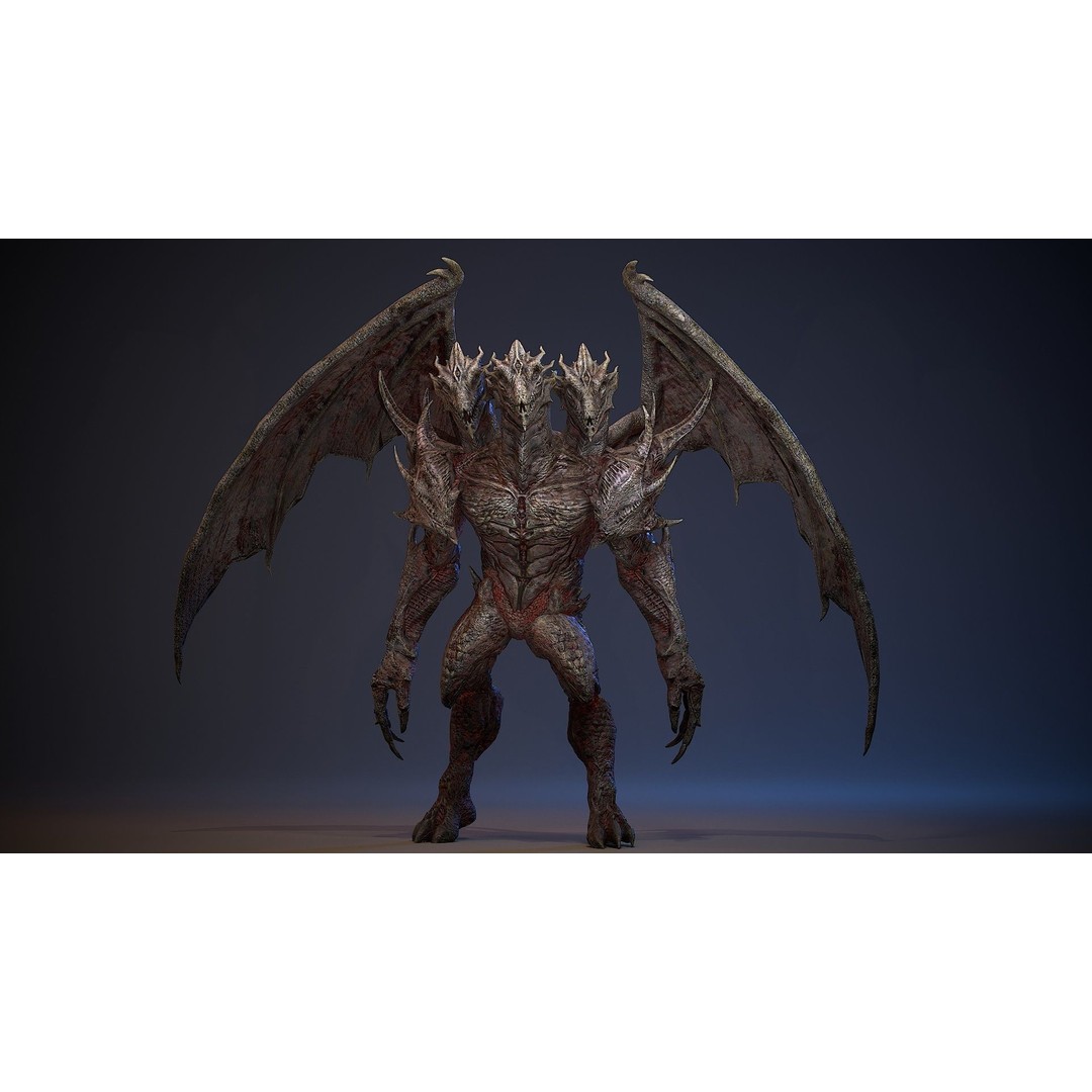 Draconid 3D Model – Low Poly Humanoid Dragon, Rigged, Game Ready - View 3