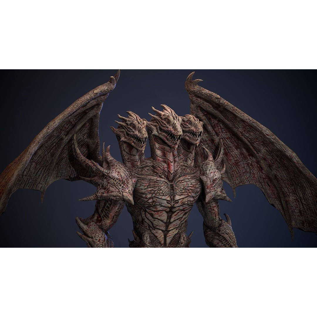 Draconid 3D Model – Low Poly Humanoid Dragon, Rigged, Game Ready - View 4