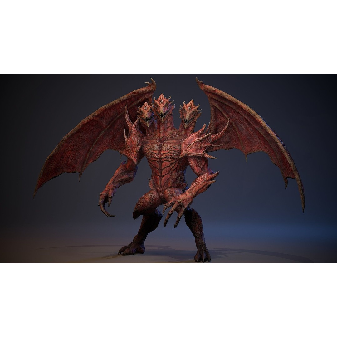 Draconid 3D Model – Low Poly Humanoid Dragon, Rigged, Game Ready - View 5