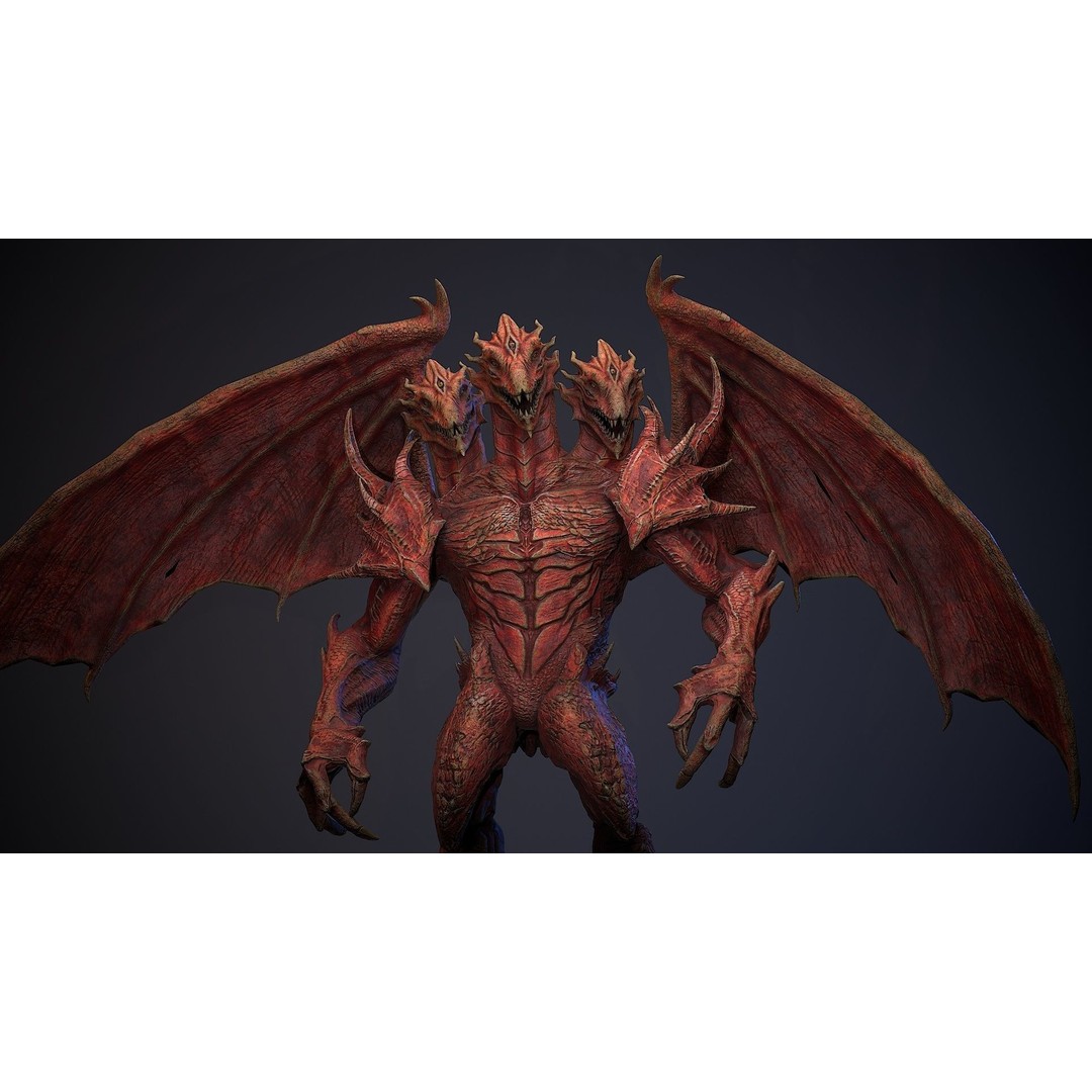 Draconid 3D Model – Low Poly Humanoid Dragon, Rigged, Game Ready - View 7