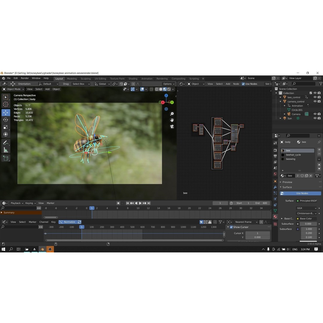 Honey Bee 3D Model – Low Poly Rigged Insect Asset, FBX & Blender - View 28