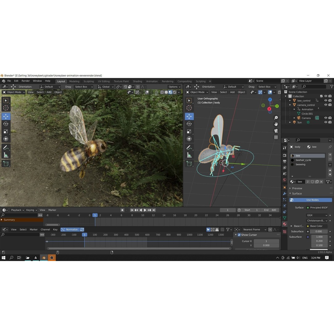 Honey Bee 3D Model – Low Poly Rigged Insect Asset, FBX & Blender - View 31