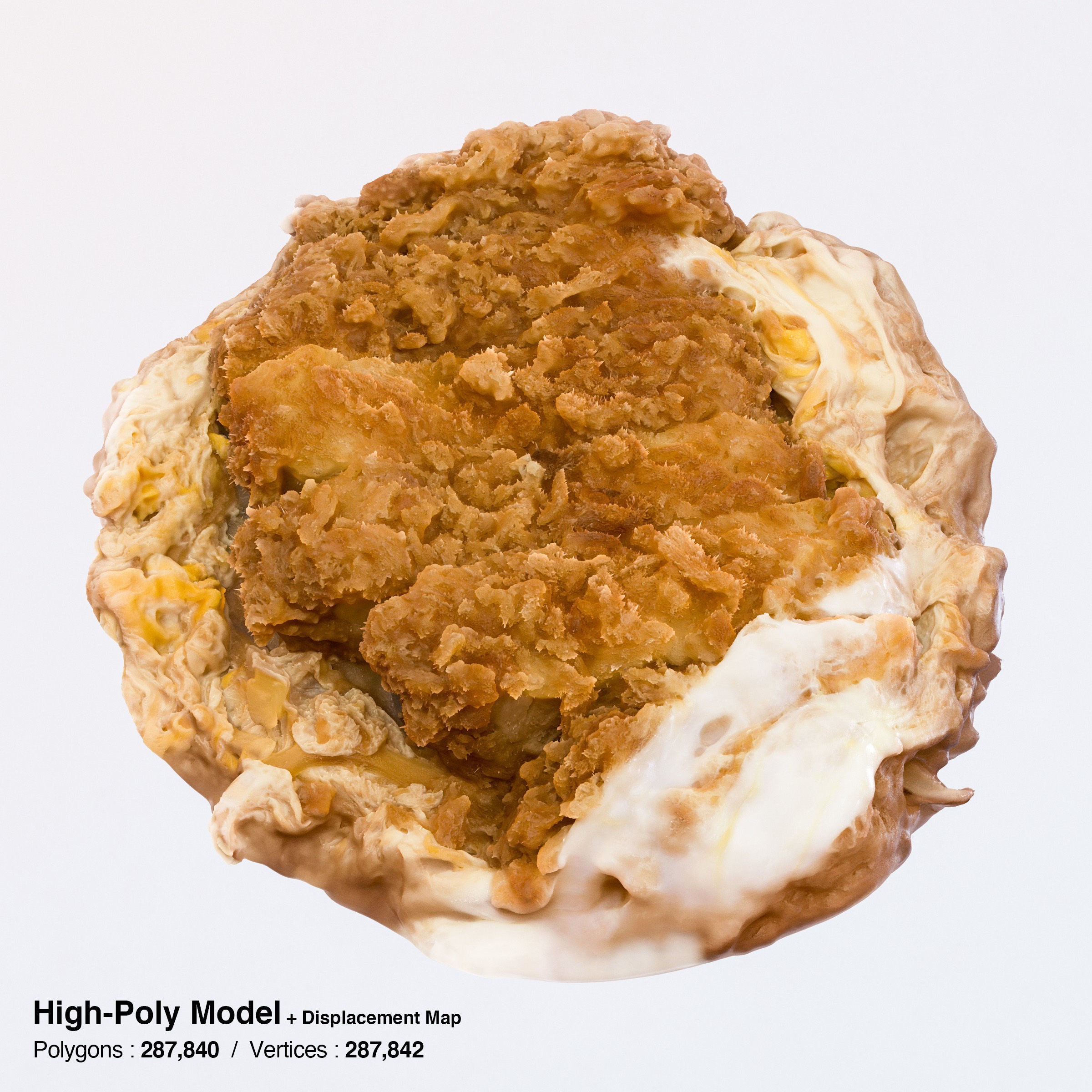 Katsudon and Donburi Bowl with Lid - Low-Poly 3D Model - View 11