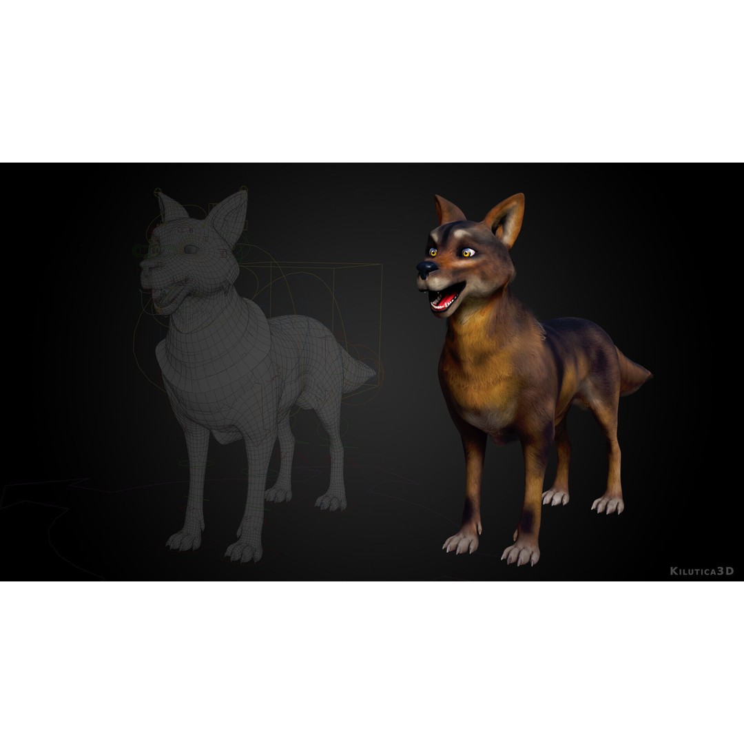 Wolf Prime 3D Model – Cartoon-Realistic Rigged Pack for Blender - View 12