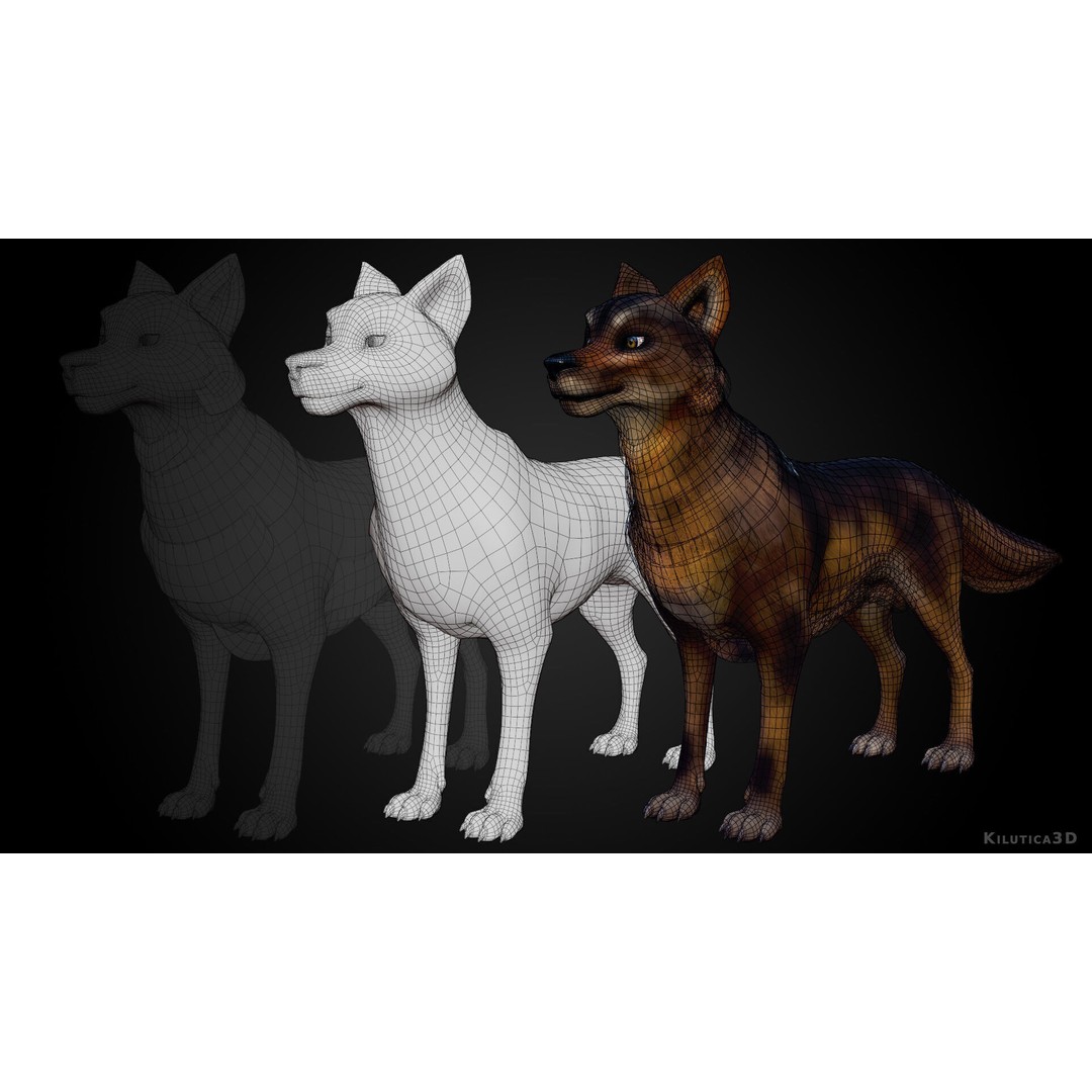 Wolf Prime 3D Model – Cartoon-Realistic Rigged Pack for Blender - View 13