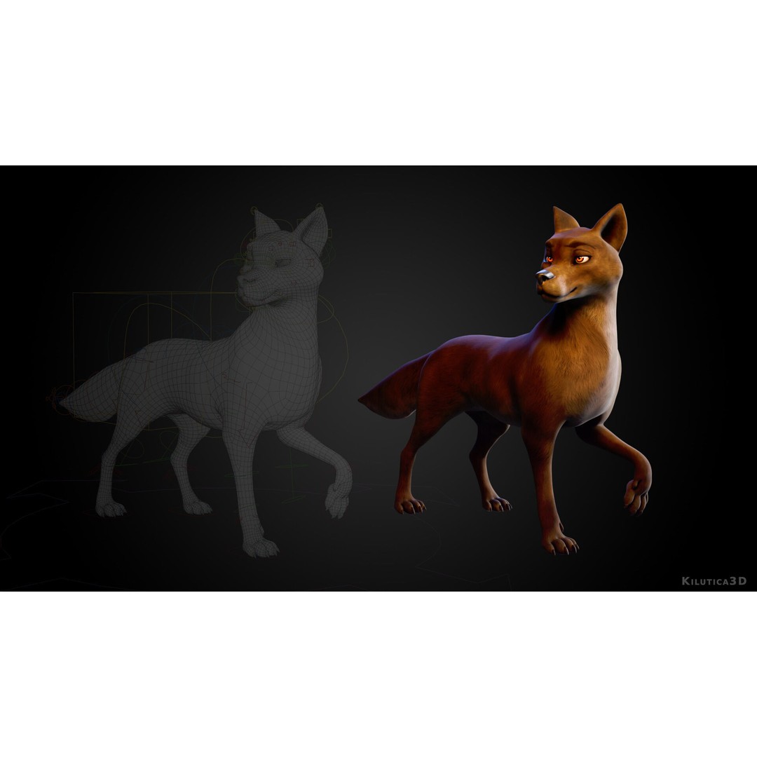 Wolf Prime 3D Model – Cartoon-Realistic Rigged Pack for Blender - View 6