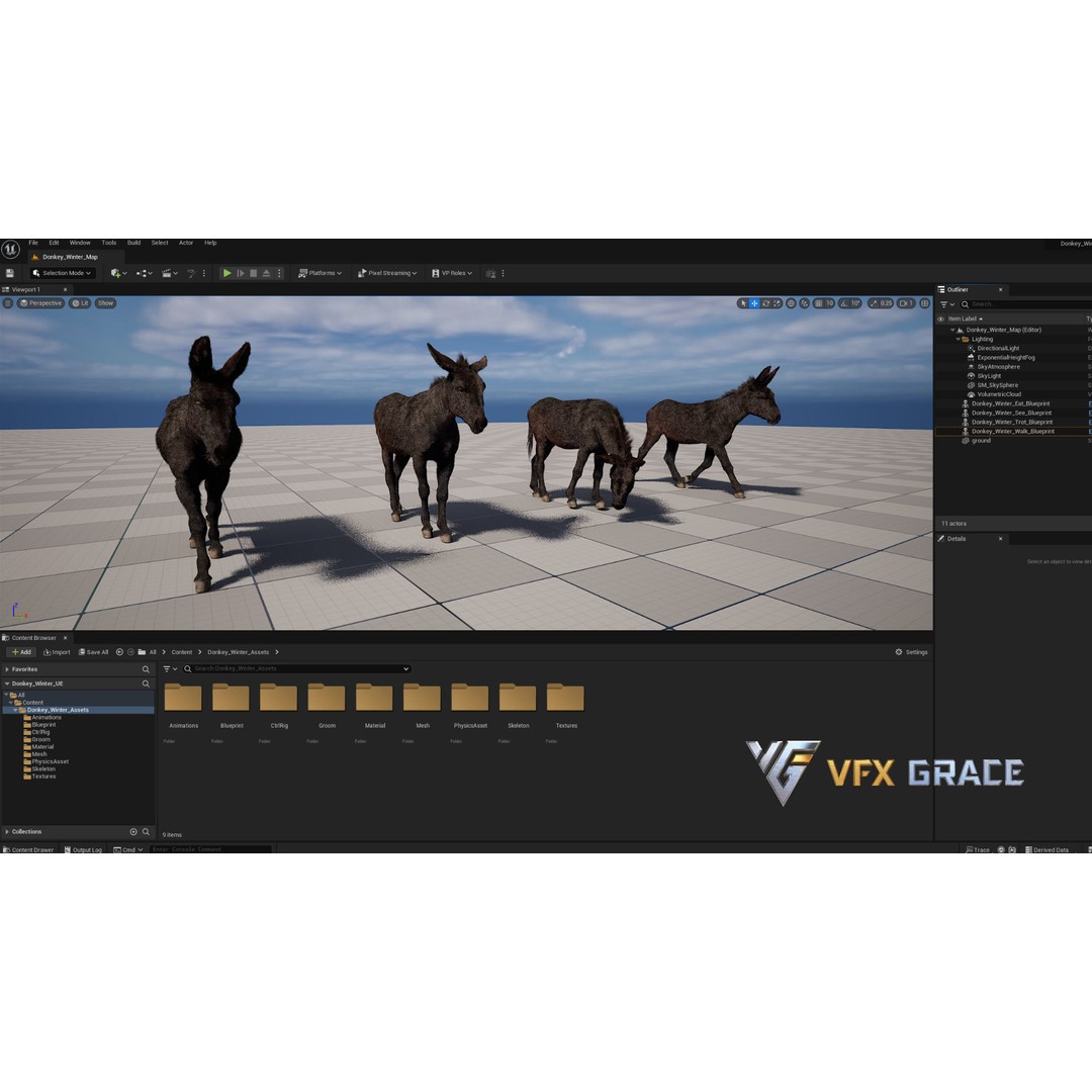 Winter Donkey 3D Model – Realistic Rigged Character for Unreal Engine