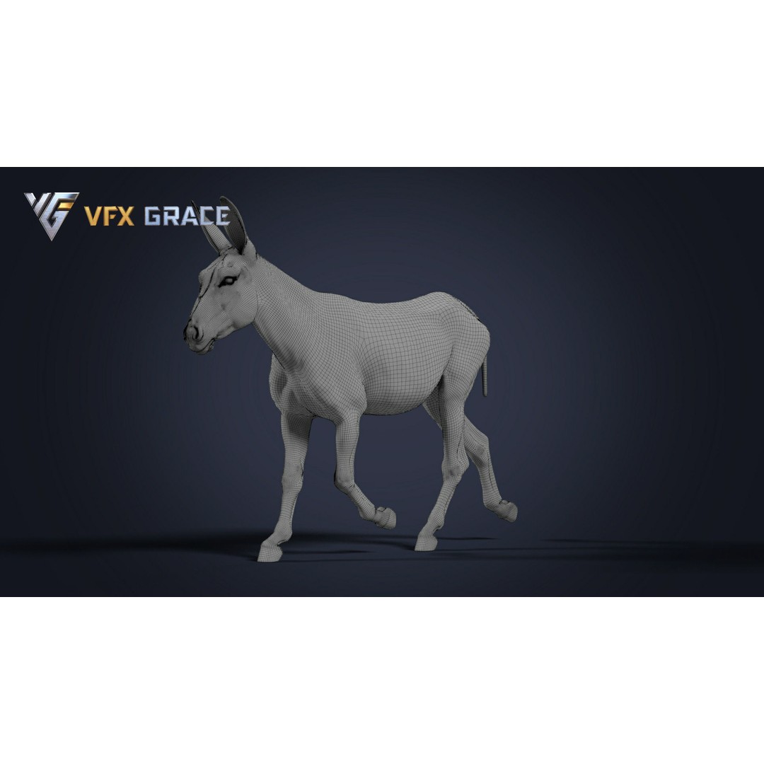 Winter Donkey 3D Model – Realistic Rigged Character for Unreal Engine - View 11