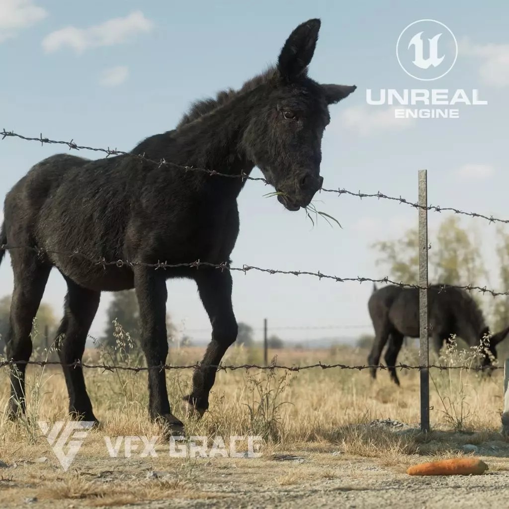 Winter Donkey 3D Model – Realistic Rigged Character for Unreal Engine - View 2