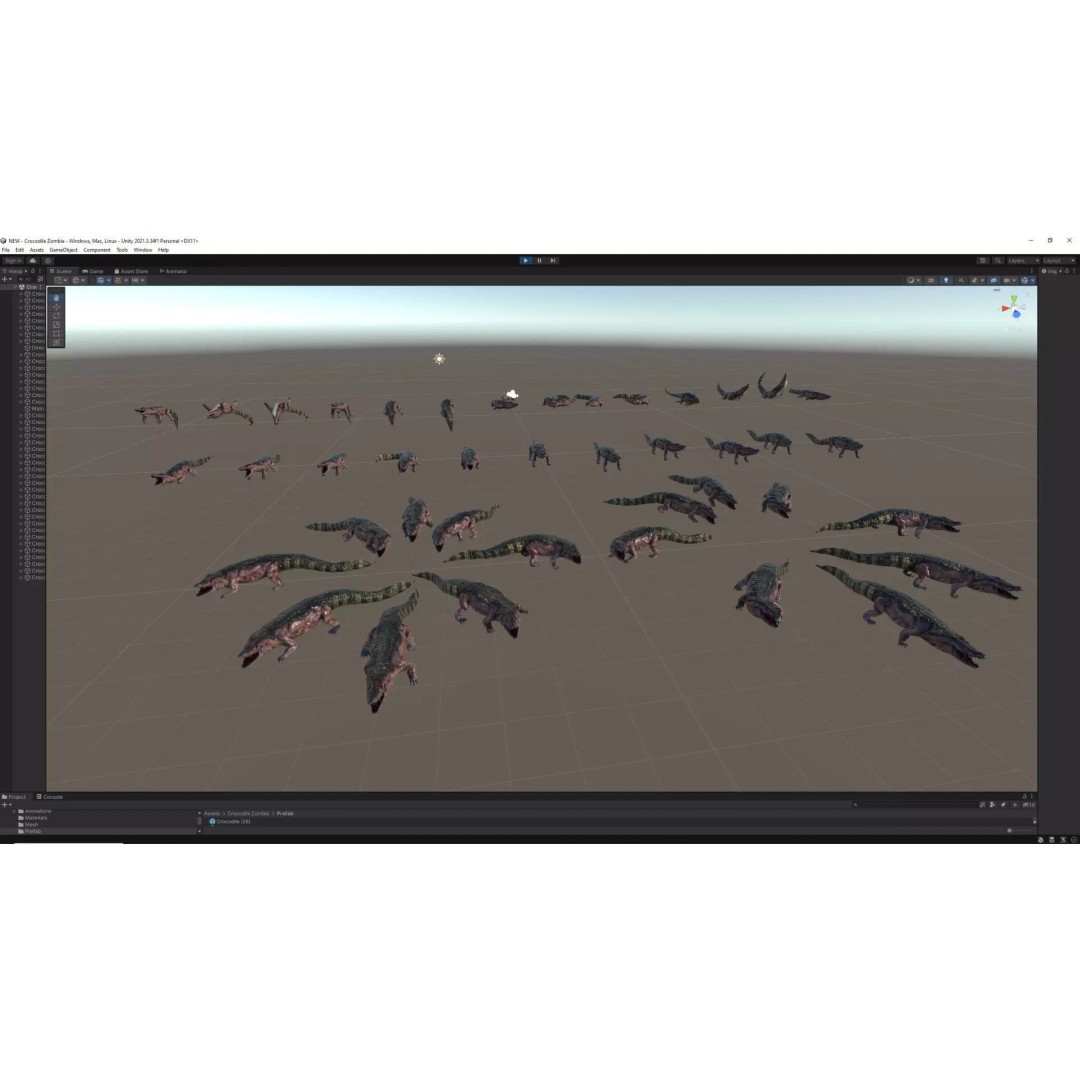 Crocodile 3D Model – Low Poly Zombie Creature, FBX, Unity, Unreal