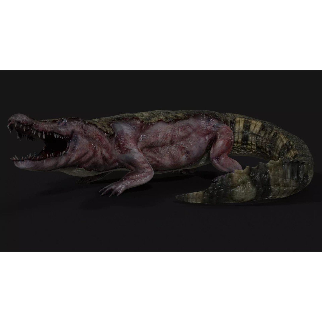 Crocodile 3D Model – Low Poly Zombie Creature, FBX, Unity, Unreal - View 2