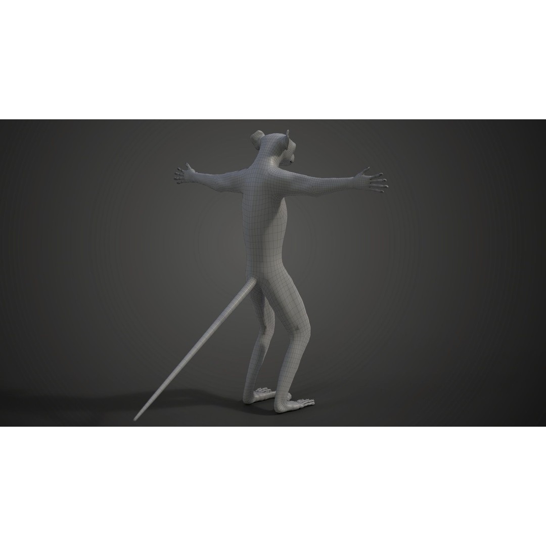 White Sifaka 3D Model – Rigged Animal Character with Animations