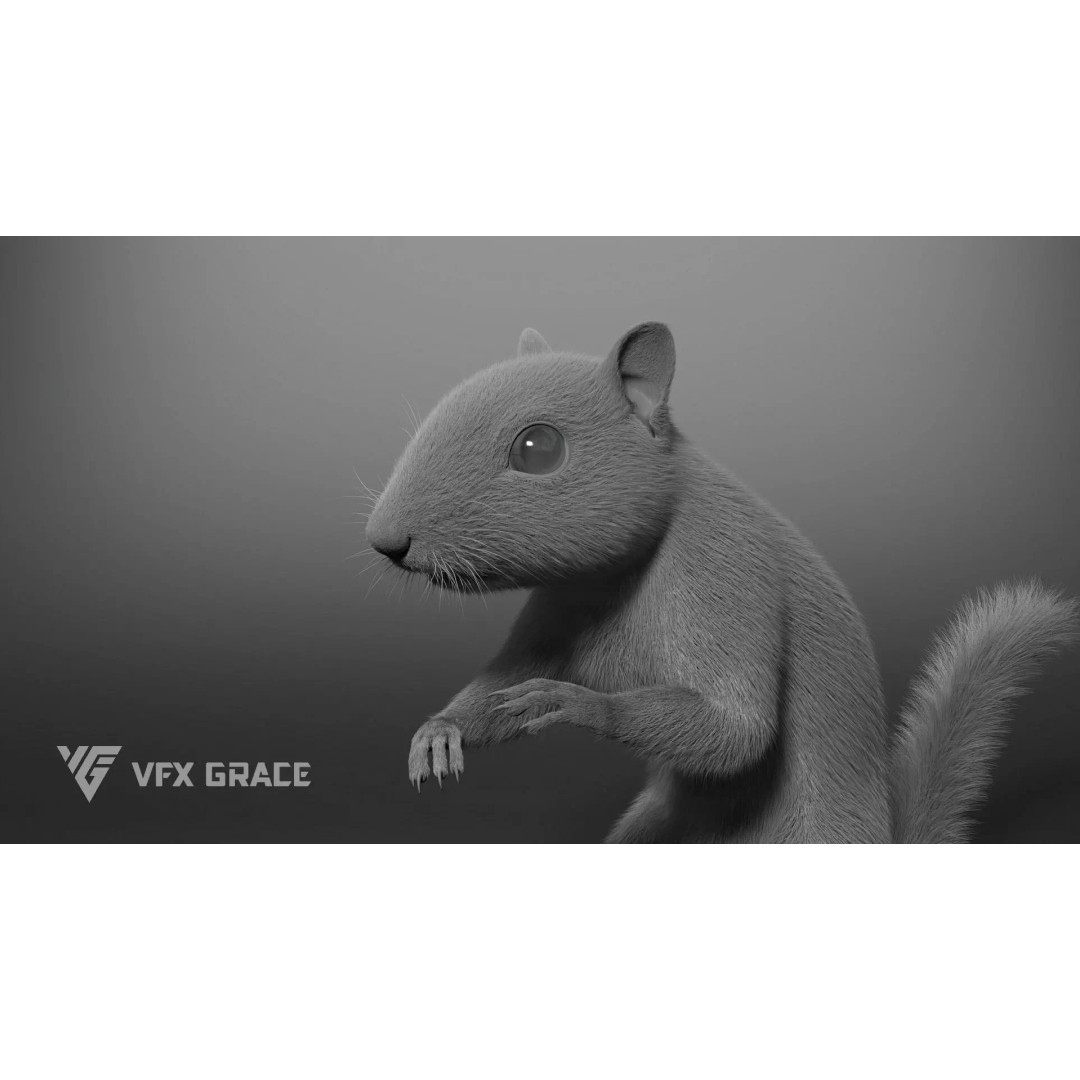 Chipmunk 3D Model – Rigged Character with Realistic Fur, Maya - View 11