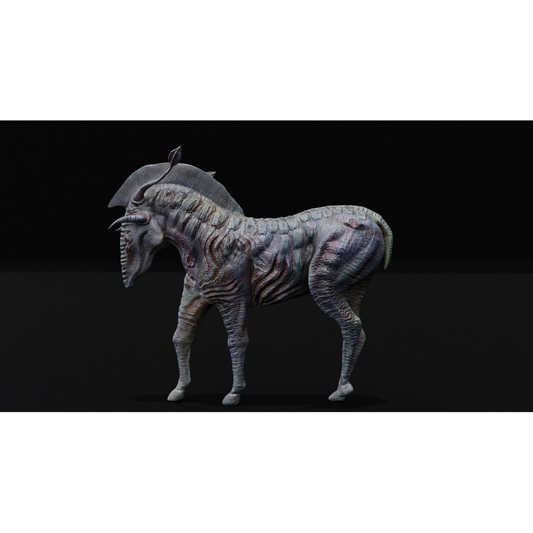 Horse Alien Creature 3D Model – Low Poly Rigged Character, FBX